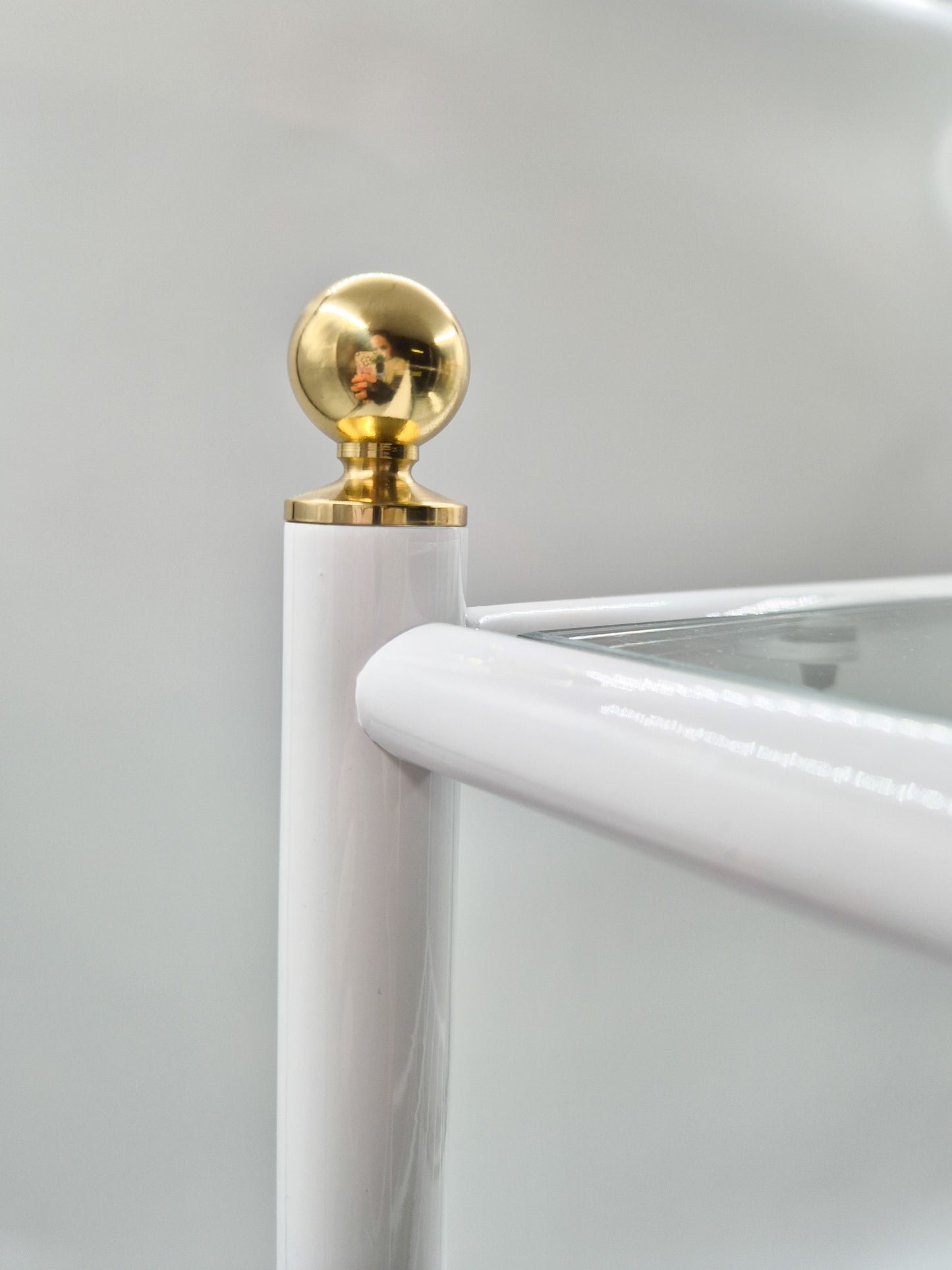 Vintage Finnish Side Tables (Pair), Glass & Metal with Brass Details