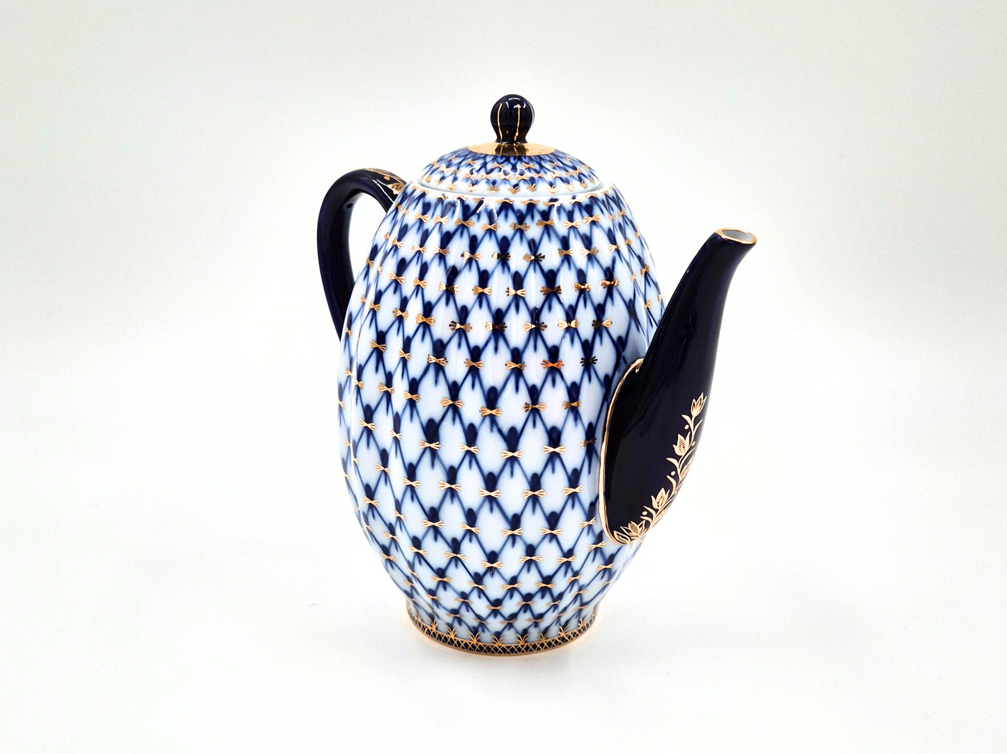 Vintage Lomonosov Cobalt Net Coffee Pot