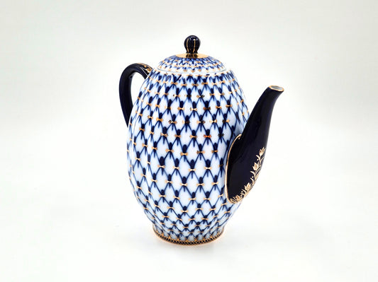 Vintage Lomonosov Cobalt Net Coffee Pot