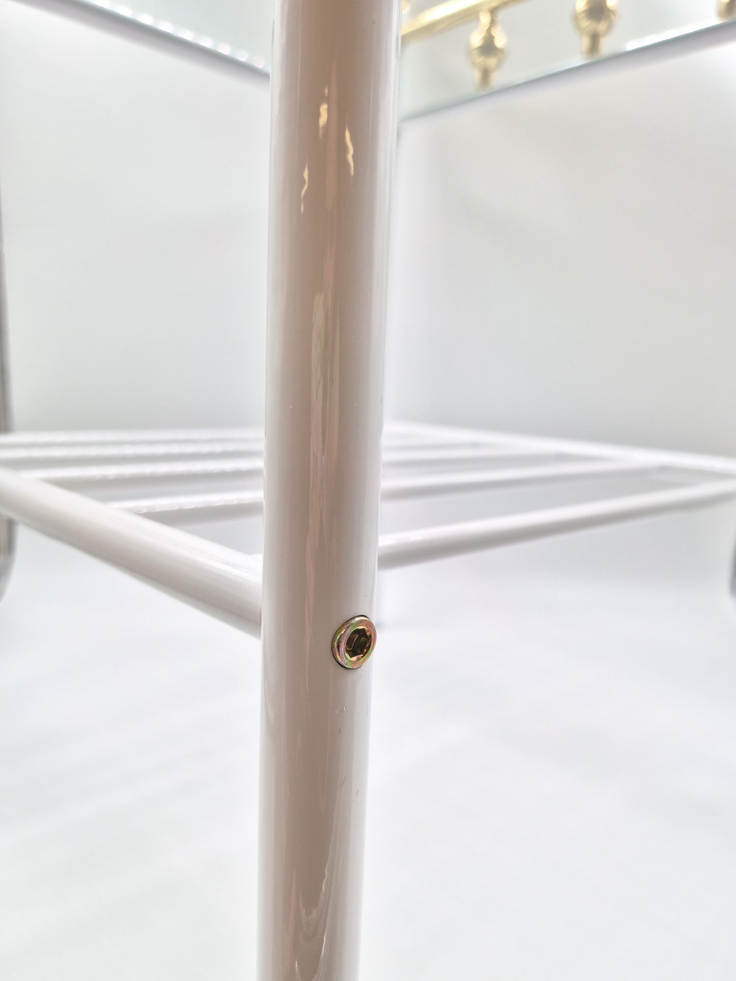 Vintage Finnish Side Tables (Pair), Glass & Metal with Brass Details