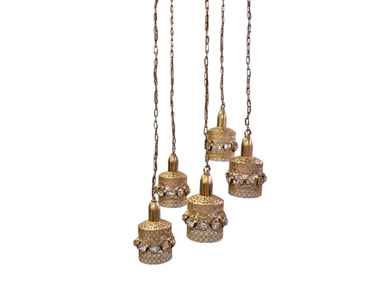 Turun Kristalli Vintage-Style Brass Crystal Chandelier