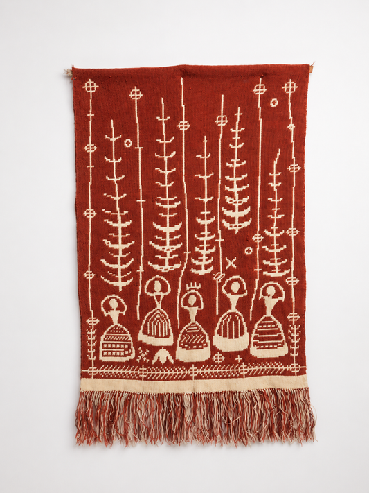 Elonkorjuu Vintage Finnish Wall Hanging by Laura Korpikaivo-Tamminen | Scandinavian Folk Art Textile | 63 x 110 cm