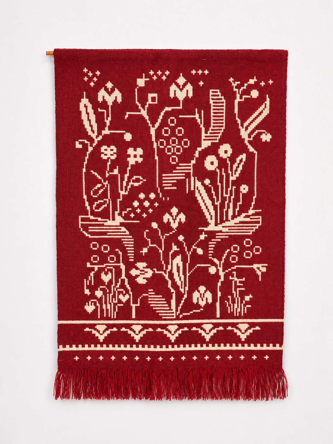 Vintage Finnish Handwoven Wall Hanging – Nordic Textile Art