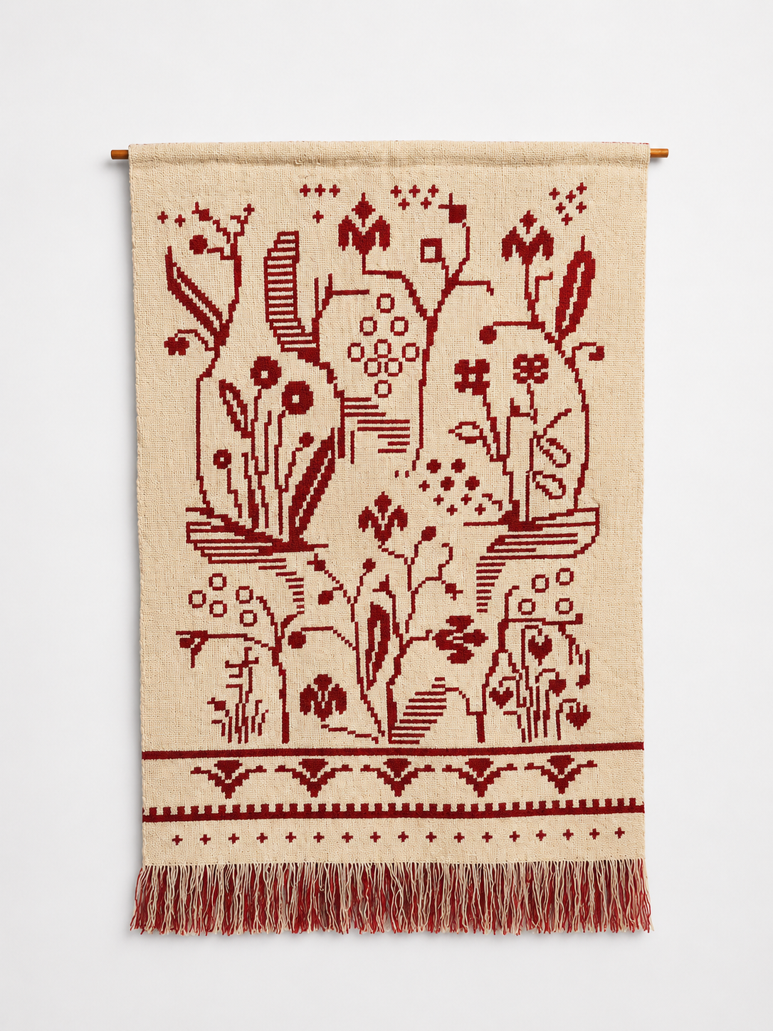 Vintage Finnish Handwoven Wall Hanging – Nordic Textile Art