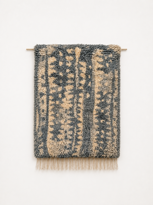 Wall Rug , Kirsti Ilvessalo "Linnunrata"  | Finnish Mid Century Wall Hanging | Scandinavian Wool Textile Art | 90 x 135 cm