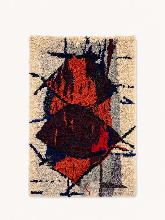 Vintage Kuunkivet Ryijy Wall Rug by Tuula Saarenpää | Finnish Handwoven Wool Tapestry | 1960s 1970s Scandinavian Textile