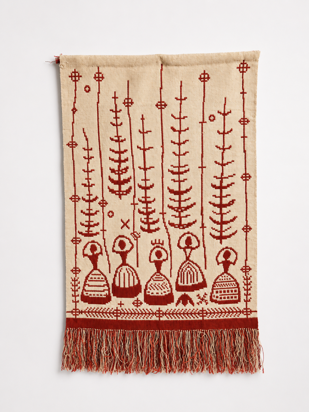 Elonkorjuu Vintage Finnish Wall Hanging by Laura Korpikaivo-Tamminen | Scandinavian Folk Art Textile | 63 x 110 cm