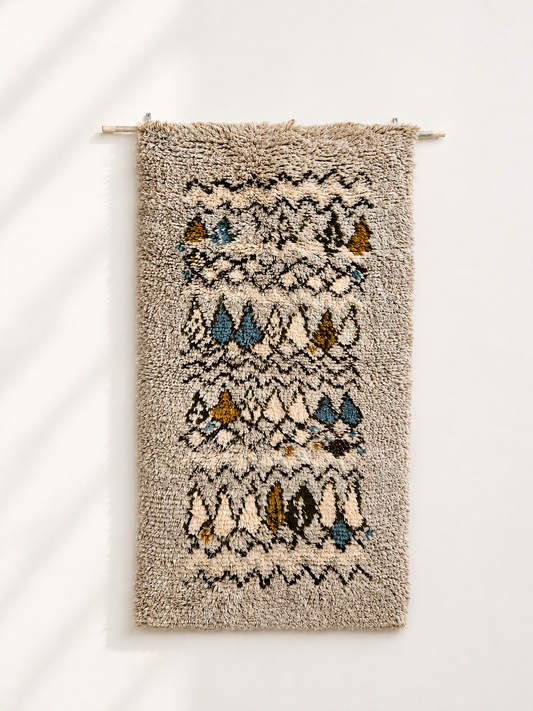 Vintage Hulda Potila Ryijy Wall Hanging Rug 90x175 cm Finnish Wool Textile Art